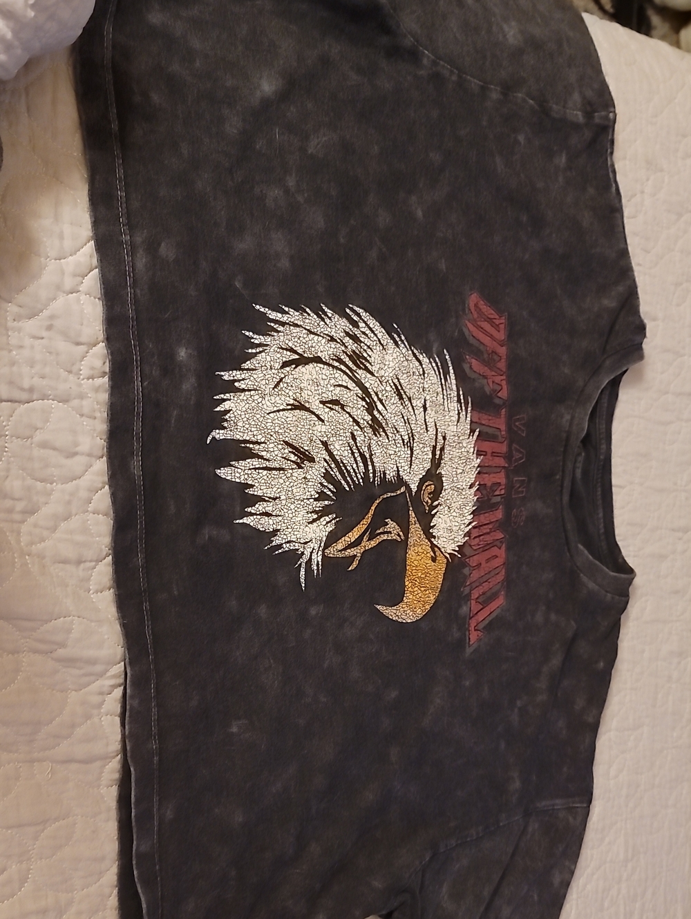 Vans Off The Wall Eagle Graphic Crop Top Acid Wash Gray Size L